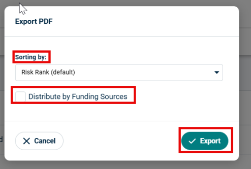 Export PDf button